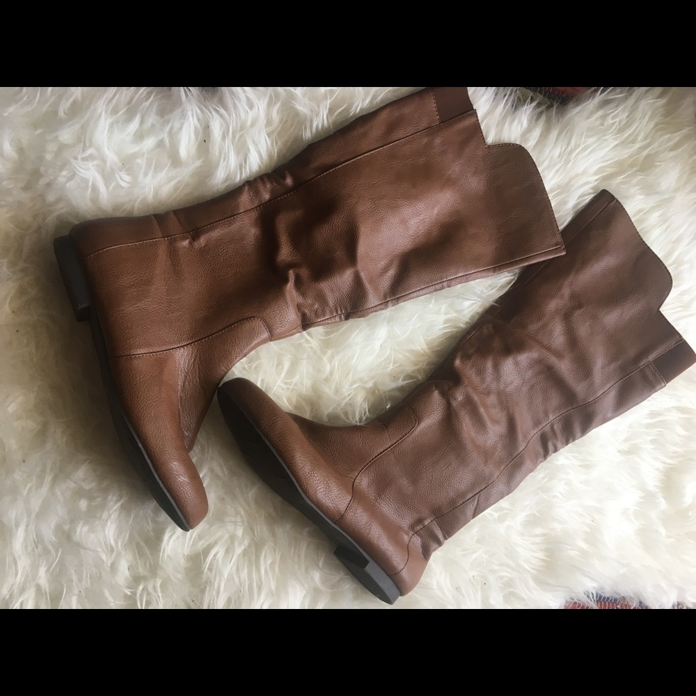 Tall brown over knee Fergalicious riding boots